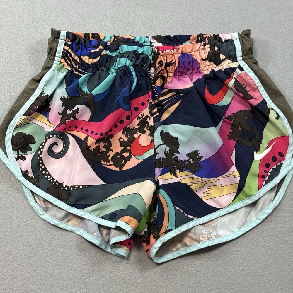 Nike Dri-Fit Women's M Running Shorts Tropical Print Teal Lined Rare